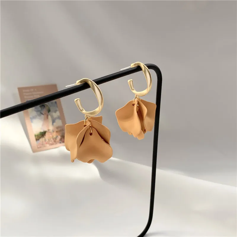 Акриловые желтые лепестки серьги в стиле ретро Модные Изящные романтический