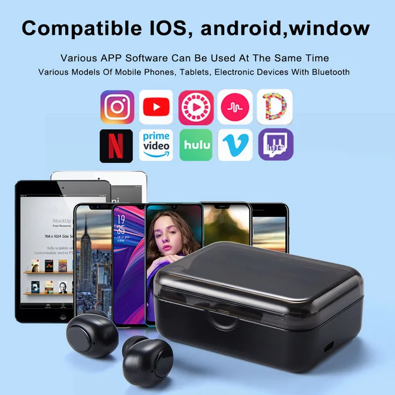 TWS 5,0 Bluetooth наушники светодиодный дисплей 2200 мАч беспроводные наушники водонепроницаемые спортивные беспроводные Bluetooth гарнитуры для телефона