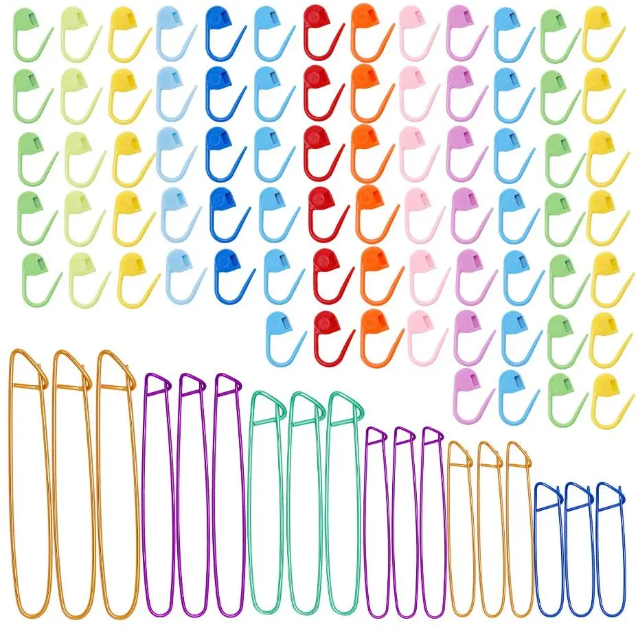 

KAOBUY 18 PCS Knitting Stitch Holders Yarn Stitch Holder Set For Aluminum Stitch Holders Safety Pins With Locking Stitch Markers
