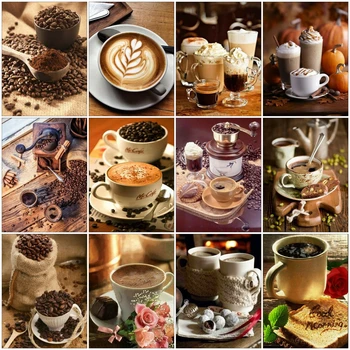 

HUACAN Full Drill Diamond Painting Coffee Cup 5D Home Decoration Embroidery Mosaic Landscape Diamond Art