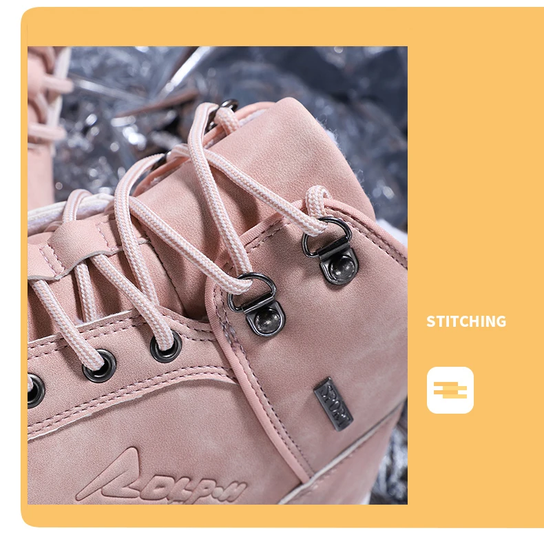 Moipheng/женские зимние ботильоны; зимняя теплая плюшевая обувь на танкетке и резиновой платформе; пикантная розовая Женская обувь из искусственной замши на шнуровке; Botas Mujer