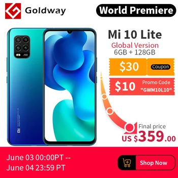 

Global Version Xiaomi Mi 10 Lite 5G 6GB 128GB Smartphone Snapdragon 765G Octa Core 48MP AI Quad Cameras 6.57" Dot Drop 4160mAh
