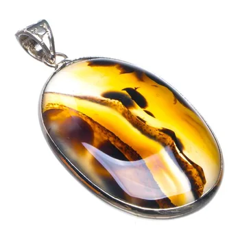 

Natural Scenic Dendritic Agate Handmade 925 Sterling Silver Pendant 1.75" D1441