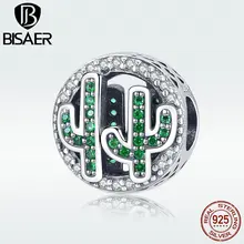 Женский браслет кактус BISAER из настоящего серебра 925 пробы