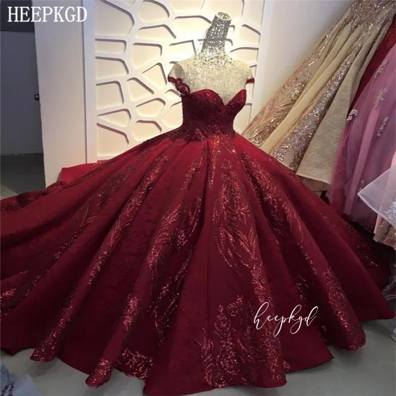 Роскошное бордовое бальное платье, вечернее платье с блестками и аппликацией в виде сердца, корсет из органзы, Дубай, вечерние платья, новинка