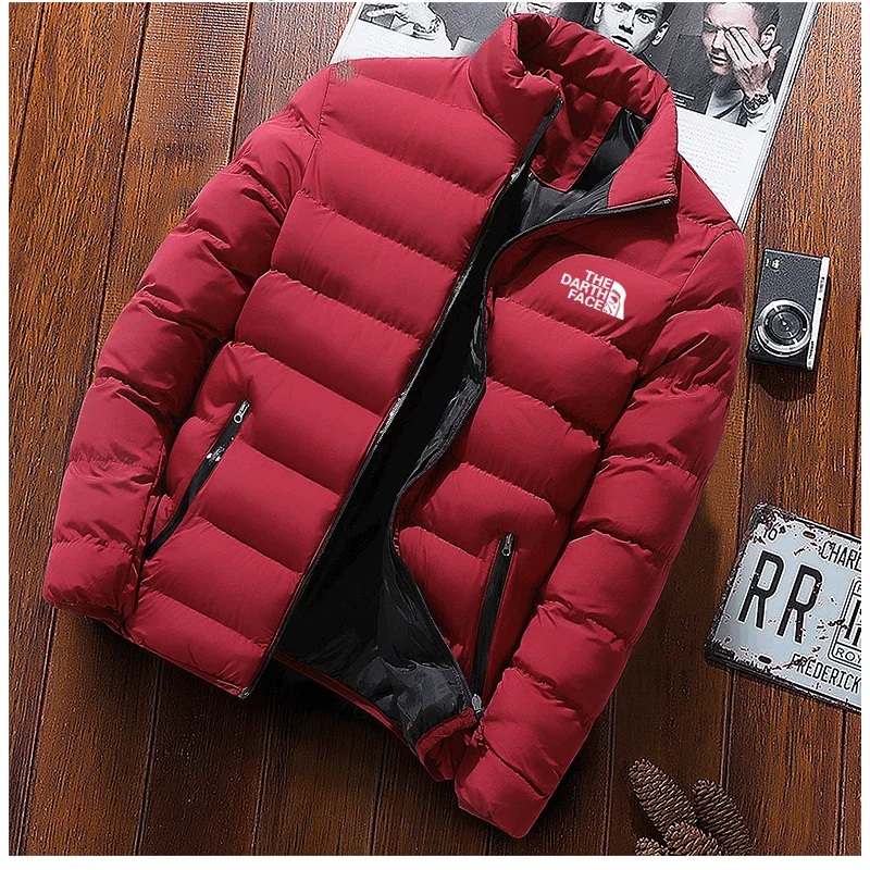Осенне зимняя куртка пуховик для мужчин на каждый день со стоячим воротником