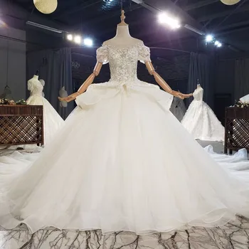 شراءمذهلة Mariage رداء دي ماري 2021 قصيرة الأكمام الثقيلة الخرز فستان الزفاف مخصص فساتين زفاف فاخرة