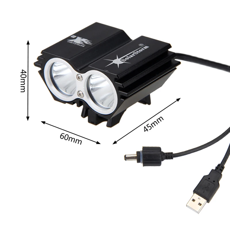 Водонепроницаемый велосипедный фонарь 2 в 1 USB 5 пост. Тока 6000LM 2X XM L T6 светодиодный