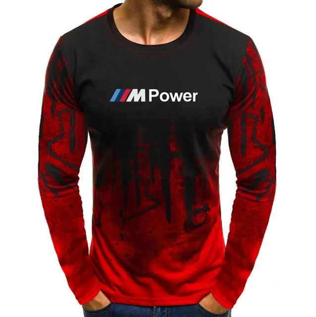 

Autumn Lycra Cotton Men'S T-Shirt Motorsport for BMW M Power Print T Shirts Men Camouflage Casual Mens Long Sleeve Tshirt Male K
