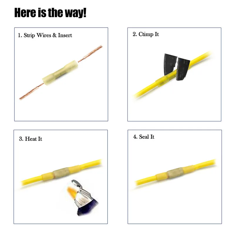 200/120/100pcs Waterproof Heat Shrink Butt Connectors Electrical Wire Splice Cable Crimp Terminals Connectors Ternimals Kit New