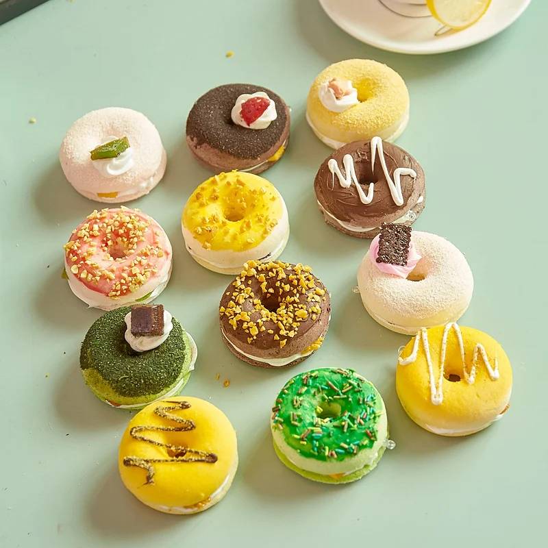 12pcs 12 шт./компл. моделирование торт реквизитная модель пончика еда Детский головоломка Окно Модель украшения Свадебные украшения - Цвет: 12pcs