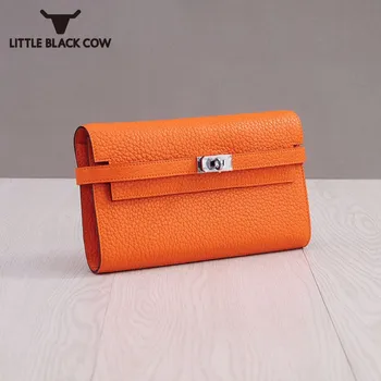 

Office Ladies Long Wallet Hasp Cowhide Genuine Leather Money Packing Purse Women Business Card Holder Handbag 20 Colors Bags