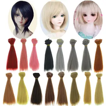 

Fashion 1pcs 15*100cm BJD SD Doll Wigs Straight Black Brown White Doll Hair High Temperature DIY 1/3 1/4 Doll Accessories Toy