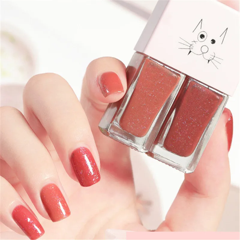 2 In 1 Candy Color Nail Polish Manicure Water-based Bright Scrub No Bake No Peeling Quick Dry Waterproof Lasting