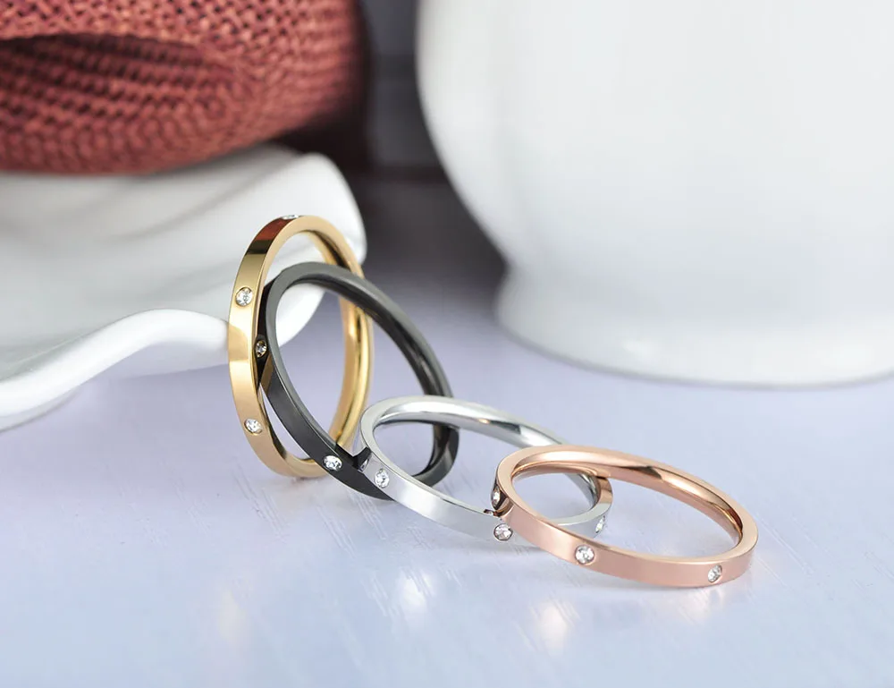 4 In 1 Colorful Gold Cubic Zirconia Rings Jewelry Titanium Steel Wedding Engagement Ring For Women Anneaux JR18016 wedding rings,womens ring,jewelry rings,ring jewelry,cubic zircon ring