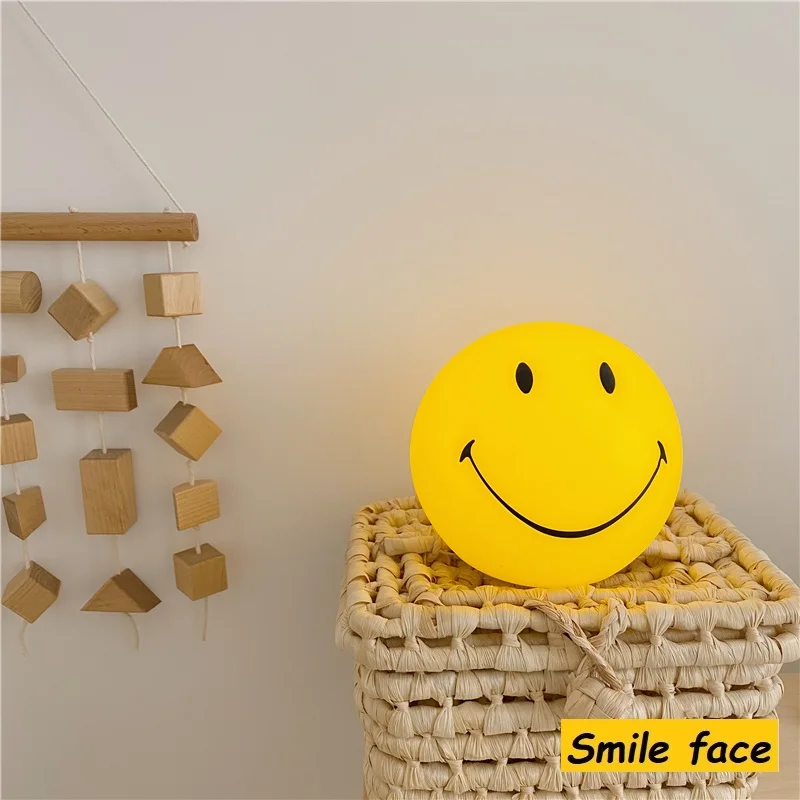 VIP New Creative Happy Face for Household Office Decoration Smile Lamp Rechargeable Bedroom Bedside Baby LED Small Night Lights childrens night lights