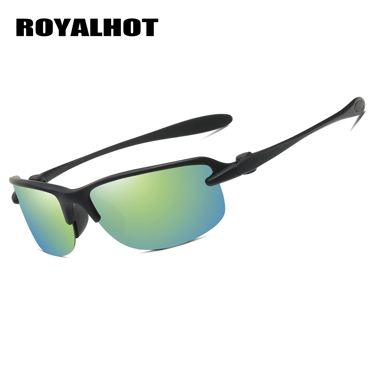 RoyalHot, мужские, женские, поляризационные, половинная оправа, спортивные солнцезащитные очки, Ретро стиль, солнцезащитные очки, 900184 - Цвет линз: black gold