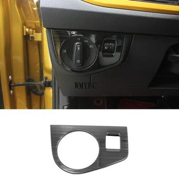 

stainless steel Head Lights Headlight Lamp Switch Button Decoration Cover Interior Trim for Volkswagen VW POLO 2019 2020