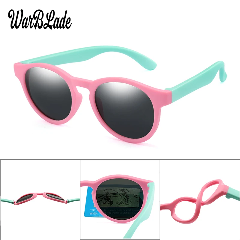 

Очки солнцезащитные Детские поляризационные, круглые безопасные солнечные очки для мальчиков и девочек, силиконовые UV400 WarBLade, 2020