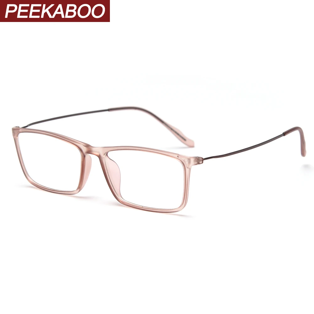 Peekaboo корейский стиль Прямоугольные очки Оптические женские прозрачные линзы светильник tr90 очки для мужчин половина металла прозрачный коричневый