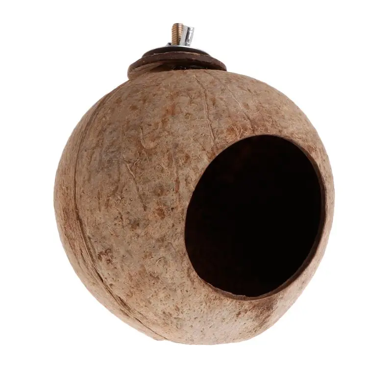 

Parrot Nest Natural Coconut Shell House Cage Feeder Parakeet Birds Squirrel Hamster Toys Pet Breed Decoration Supplies Pendant