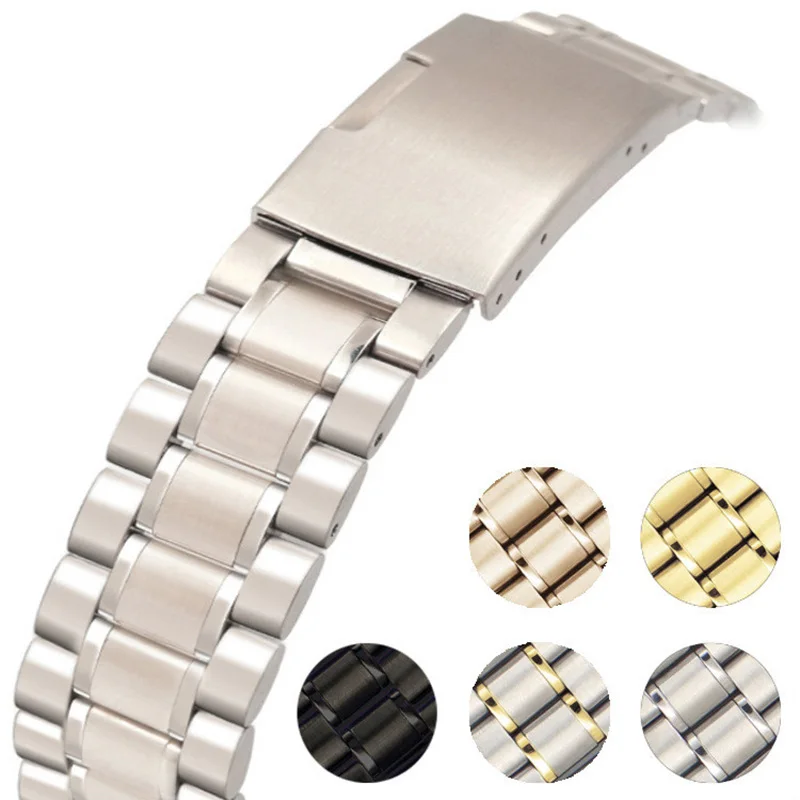 

Stainless Steel Strap Factory Direct Sales Men and Women Watch Snap 304 Steel Strap Solid Metal Watch Belt Wholesale