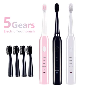 

Electric Toothbrush Sonic Wave Rechargeable Top Quality Smart Chip Toothbrush Head Replaceable Whitening Healthy Tooth Brush