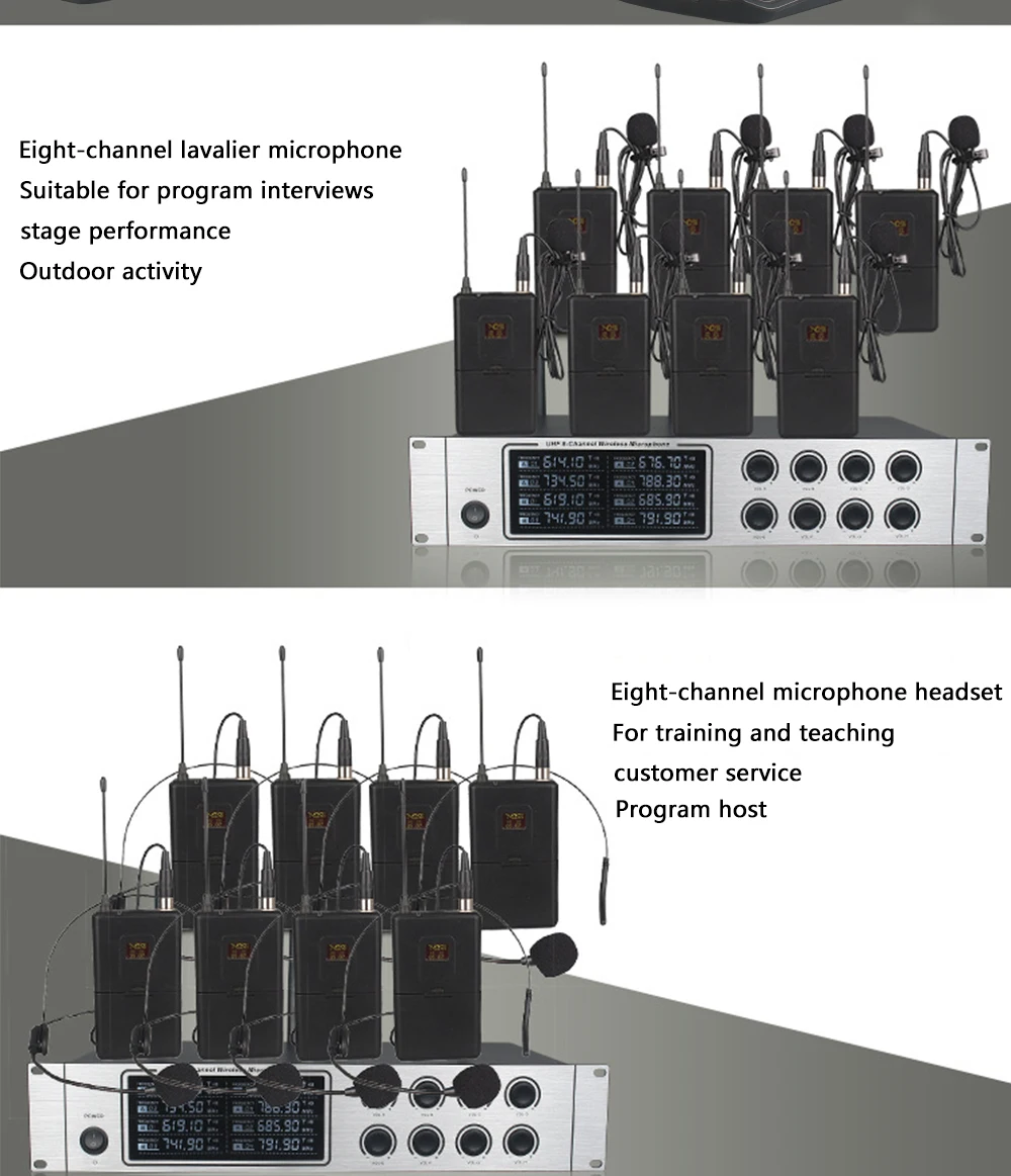 Беспроводной микрофонная система профессиональный УВЧ Беспроводной микрофон 8-канальный Конференц-зал речи микрофон конференции