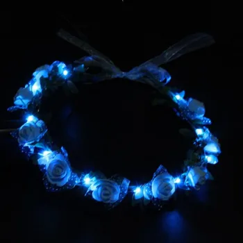 

New Women Girls LED Light Up Glow Flower Headband Garland Wreath Flashing Floral Headwear Glow Party Supplies Halloween