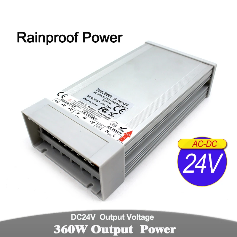 

Outdoor Power Supply DC12V DC24V DC36V DC48V 300W 350W 360W 400W Lighting Transformers AC-DC Rainproof SMPS For LED Strip light