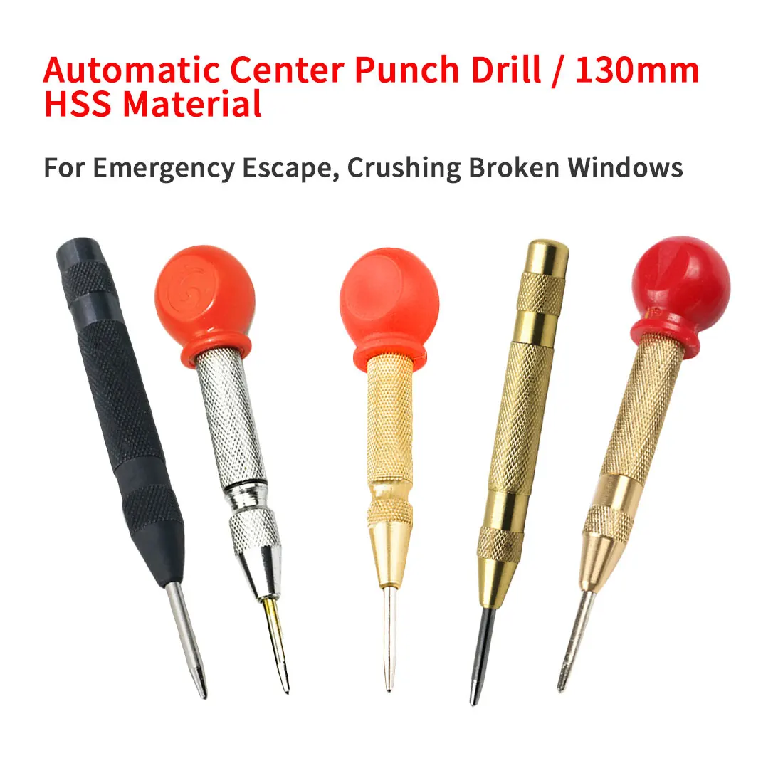 1pc 5inch Automatic Center Punch Adjustable Spring Loaded Locater With Protective Sleeve Marking Drilling Tool