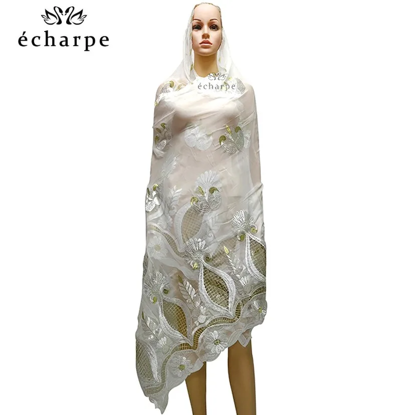 2020 New African women hijab scarf, Embroidery chiffon shawl.hollow design big size scarf for shawls EC981