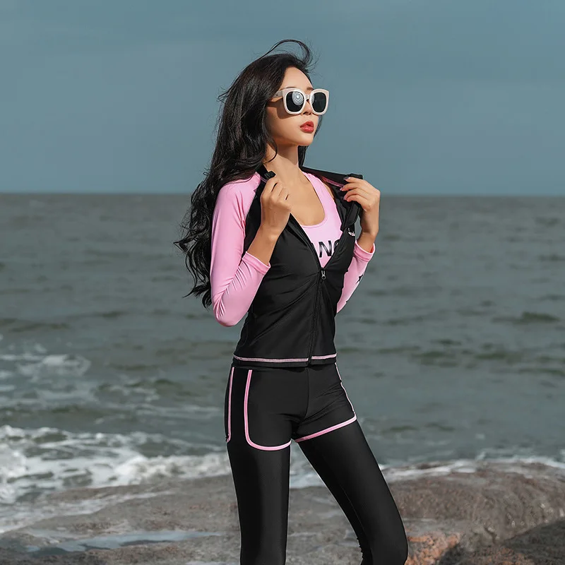 

Diving Suit Split Type Swimsuit Women's Five-Piece Bikini Sun Protection Clothing Long Sleeve Trousers Conservative Swimwear Sli