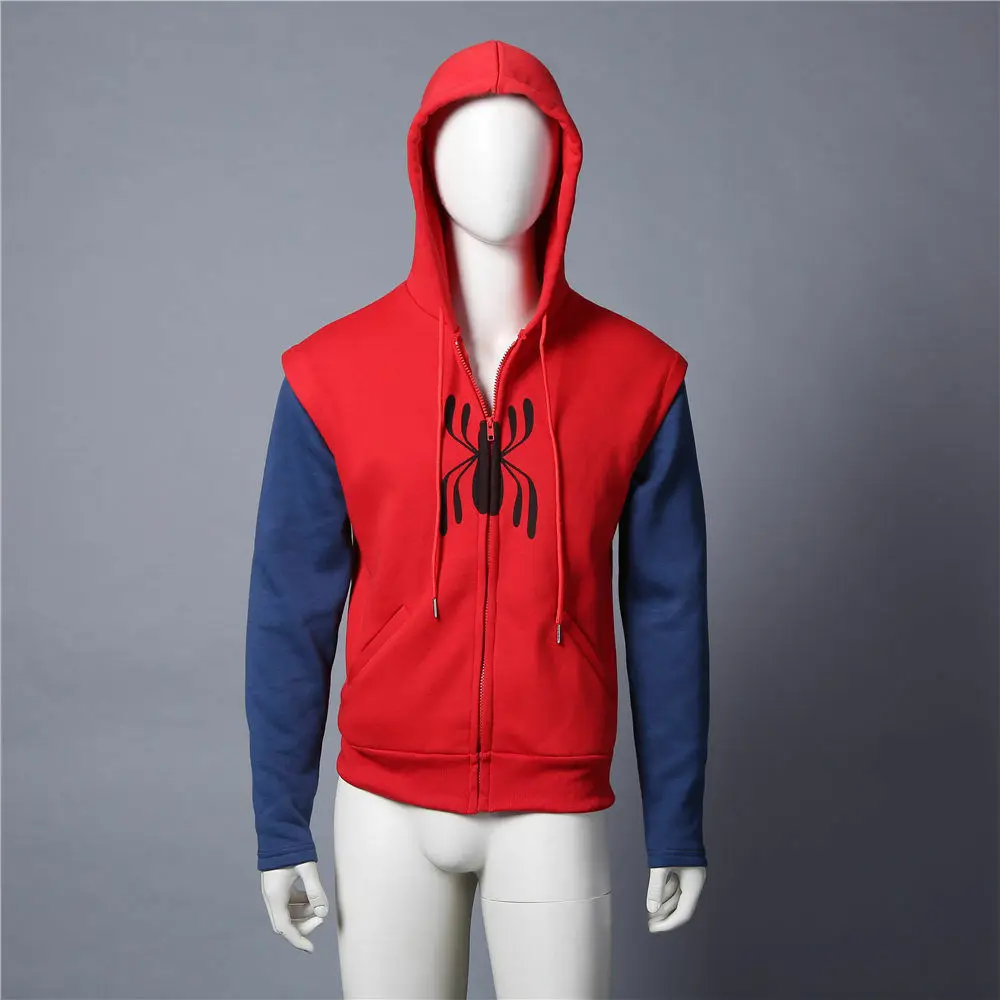 Spider-Man Homecoming Peter Parker Red Hoodie Sweatshirt Cosplay Costume Coat