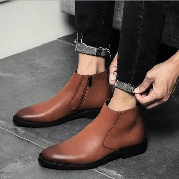 

Fashion Men Formal Pointed Toe Ankle Boots Casual Men Leather zipper Boots Winter Shoes Men shoes Boots Oxford Shoes