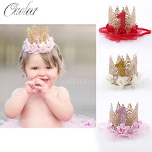 Oaoleer – joli bandeau couronne en maille pour bébé fille de 1 an, accessoires de cheveux pour nouveau né 