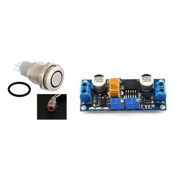 

12V Red LED Metal Switch Push Button Latching Momentary 16mm with DC-DC Step-Down Constant Current Regulator Module