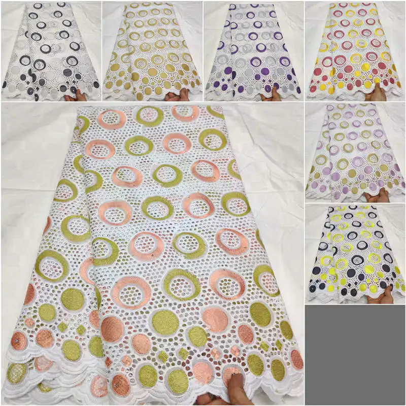 Дизайн пробитая хлопчатобумажная африканская кружевная ткань высокого качества швейцарская вуаль африканская хлопчатобумажная Кружевная Ткань 5 ярдов! TLF9163