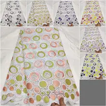 Дизайн пробитая хлопчатобумажная африканская кружевная ткань высокого качества швейцарская вуаль африканская хлопчатобумажная Кружевная Ткань 5 ярдов! TLF9163