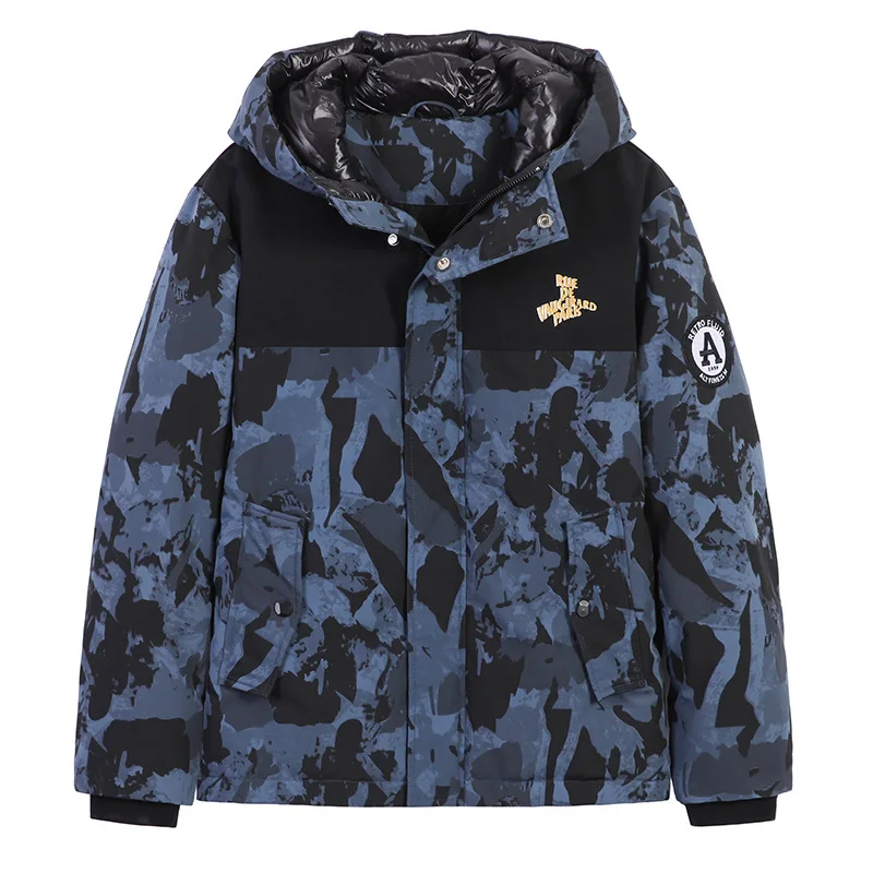 Pioneer Camp куртка на утином пуху Мужская молодежная зимняя с капюшоном Anorak тактическая Мужская гусиная Камуфляжная парка для канадская куртка AYR907402 - Цвет: Синий