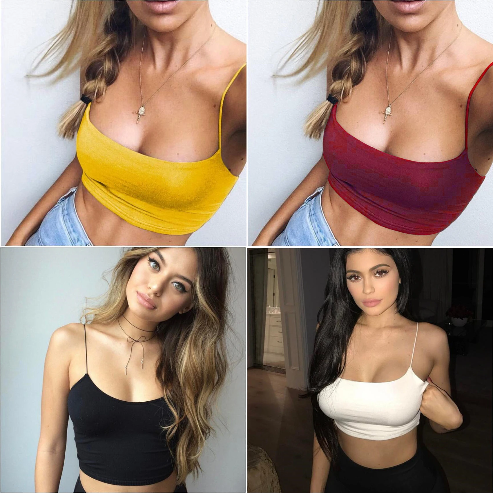 spanx camisole Sexy Tank Top Black Halter Crop Tops Women Summer Camis Backless Camisole Fashion Casual Tube Top Female Sleeveless Cropped Vest women's bra