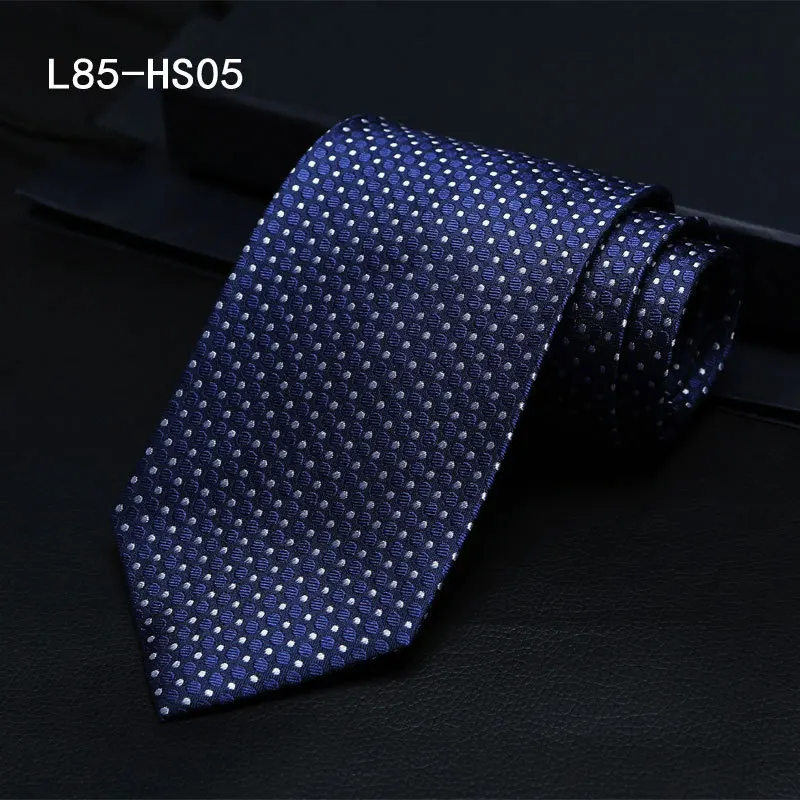 Мода 8 см Новинка натуральный шелковый галстук Мужская официальная Классическая рубашка Геометрические полосы галстуки в точку для свадебной вечеринки подарок-аксессуар - Цвет: L85-HS05