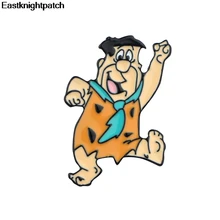 Забавный мультфильм Flintstones Броши милые эмалированные булавки джинсовые куртки нагрудные булавки дети для сумки, бейджи ювелирные изделия коллекция подарков E0898