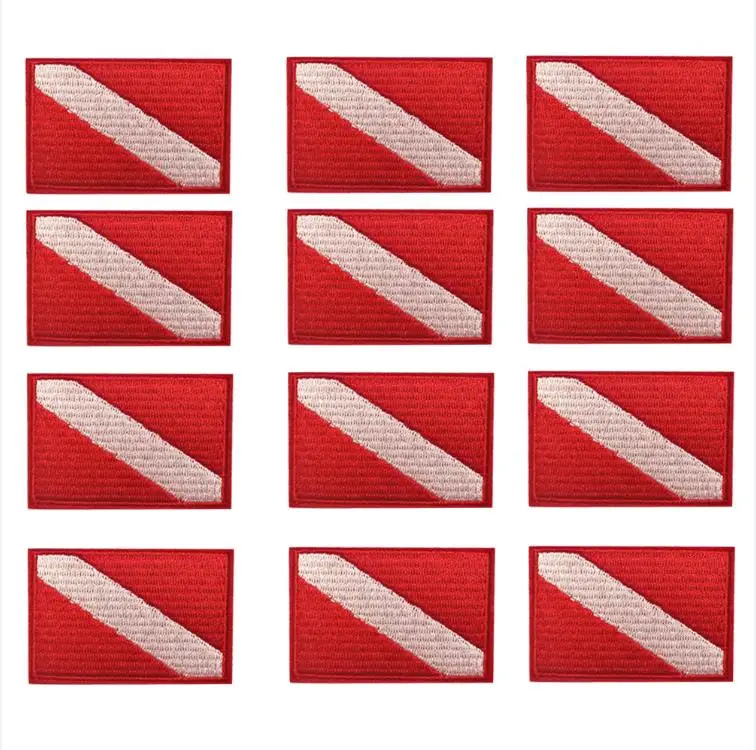 12PCs 12PC 6PC Scuba Diving Flag Iron Vest Embroidery Backpack Patch Patches Embroidered Snorkeling for Cap Swimming Bag Badge On - Цвет: 12PCs