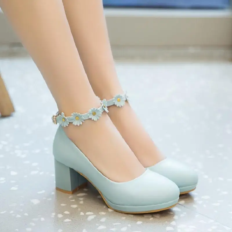 Leather shoes Girls shoes Girls high heel shoes Fashion Student party shoes High-heeled Flowers shoes Size 30-43 For bigger girl Kid Heeled Leather flower girls