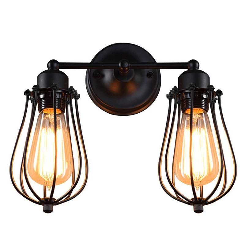 

Retro Industrial Edison Simplicity Antique Wall Lamp with Metal Grapefruit shade - Black