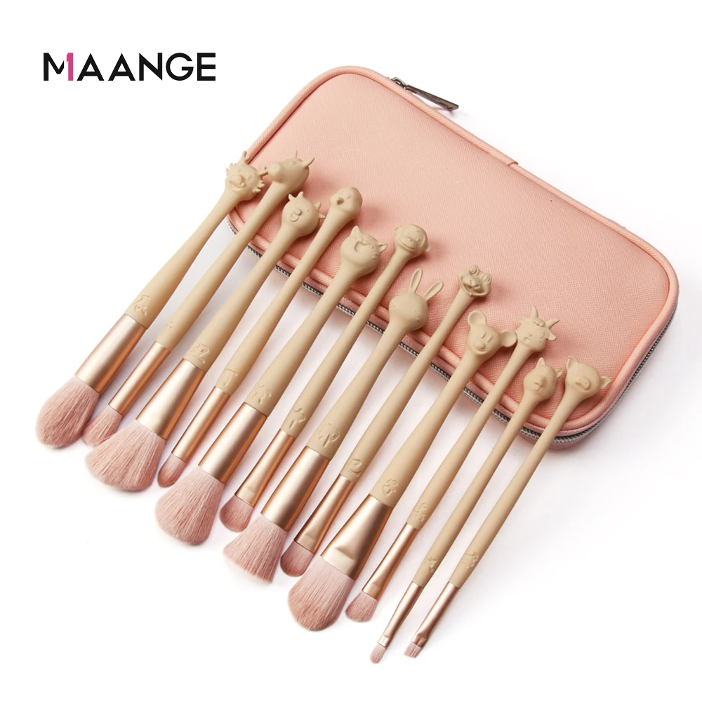 

12 pcs Make up Brushes Set 3D Zodiac Shaped Professinal Cosmetic Eyeshadow Eyebrow Multi-founction Makeup Tools