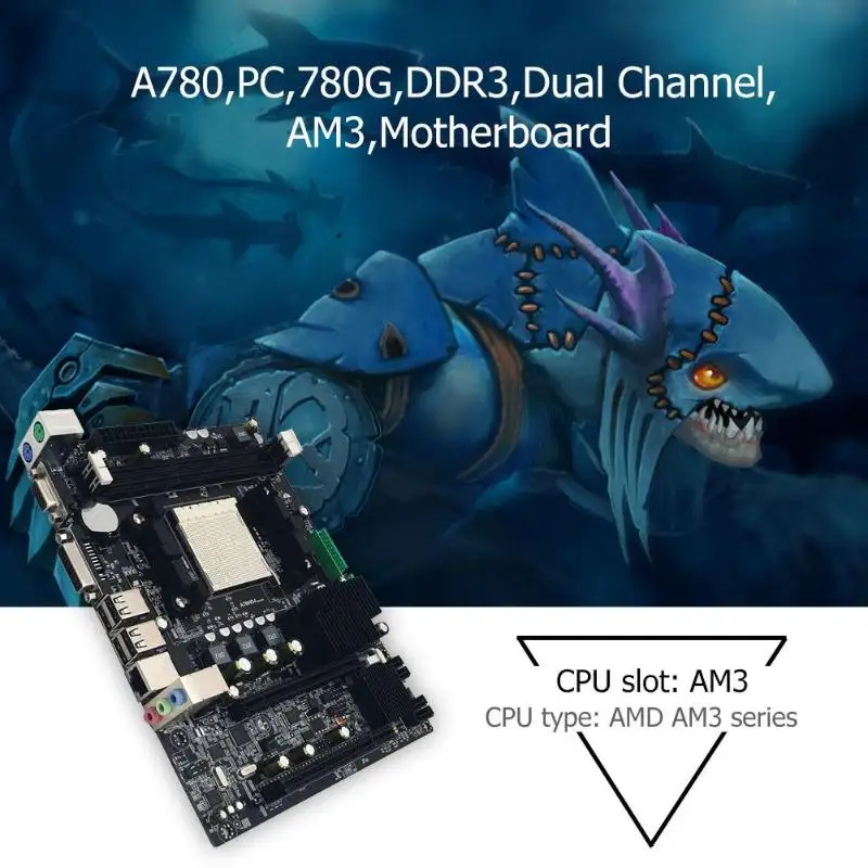 A780 ПК настольный компьютер материнская плата 780G Ddr3 двухканальный Am3 Rt8105E Pci-E X16 100M-Ethernet сетевая плата