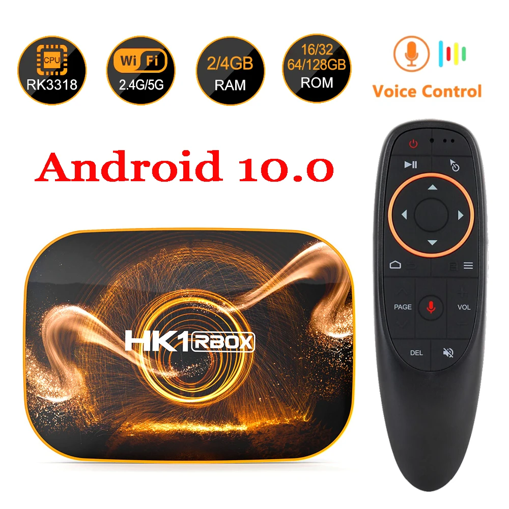 

HK1 RBOX Smart TV Box Android 10.0 RK3318 4GB RAM 64GB 128GB USB 3.0 Support 4K Youtube Google PlayStore Set Top TVBox 10 Player