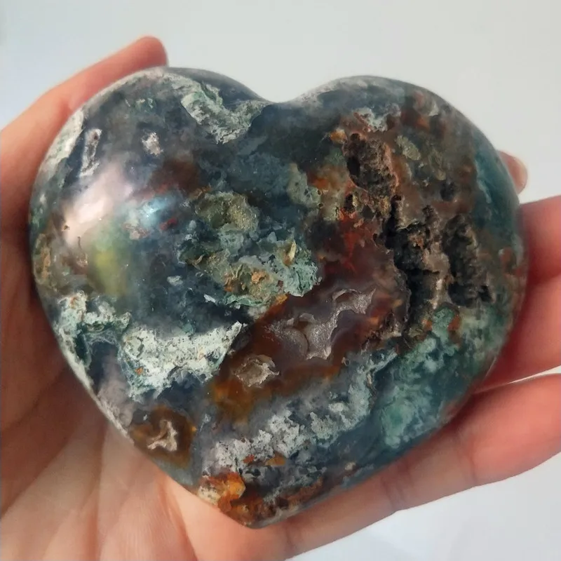 Natural sea jasper stone sea gem heart crystal stone mineral specimen crystal ston